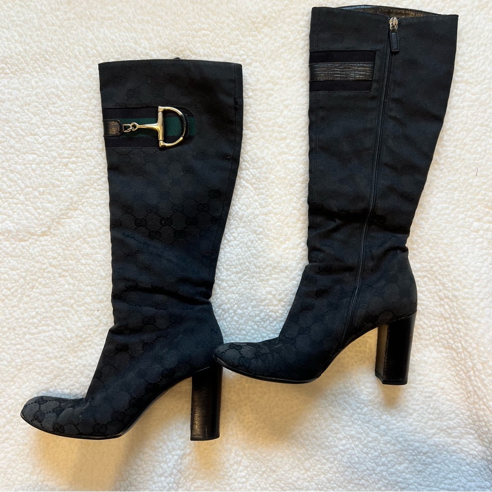 Gucci GG Hasler Horsebit Canvas Boots